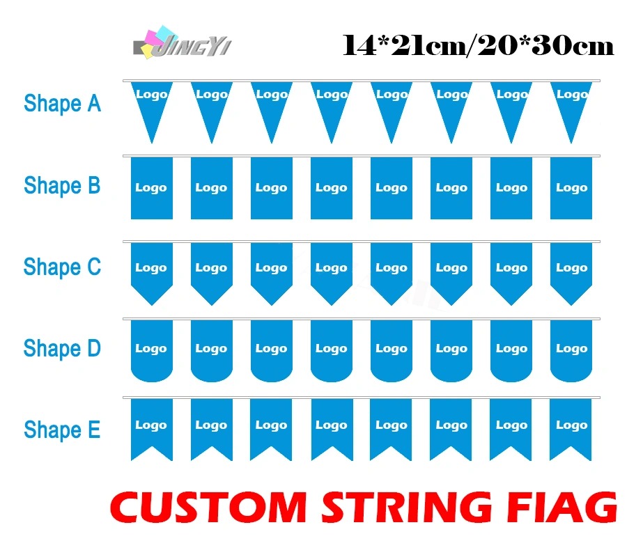 Custom Made Bunting String Flag Satin Polyester Fabric Pennants