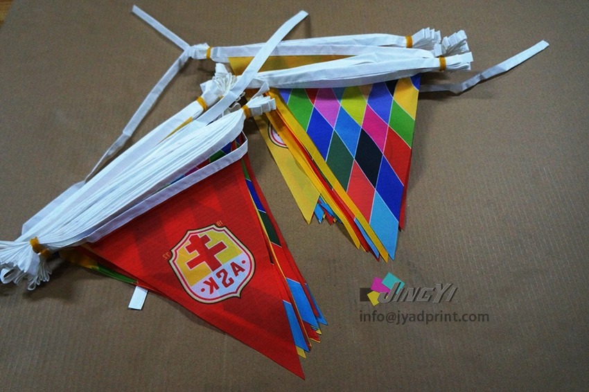 Custom Made Bunting String Flag Satin Polyester Fabric Pennants