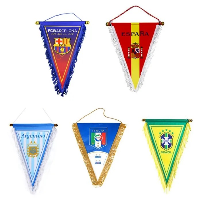 Sports Club Events Hanging Triangle Banners Custom Soccer Flag