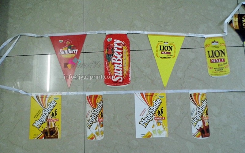High Resolution Printing log graphic PVC Banner Triangle String Bunting Pennant Flag Waterproof Banner